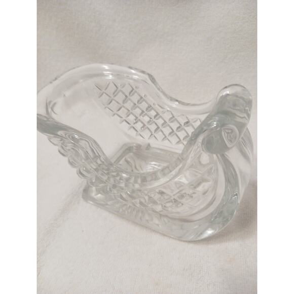 CRYSTAL 7”x 5" Christmas Santa Sleigh CANDY & NUT Dish 24% Lead Candy Holiday - Picture 6 of 13